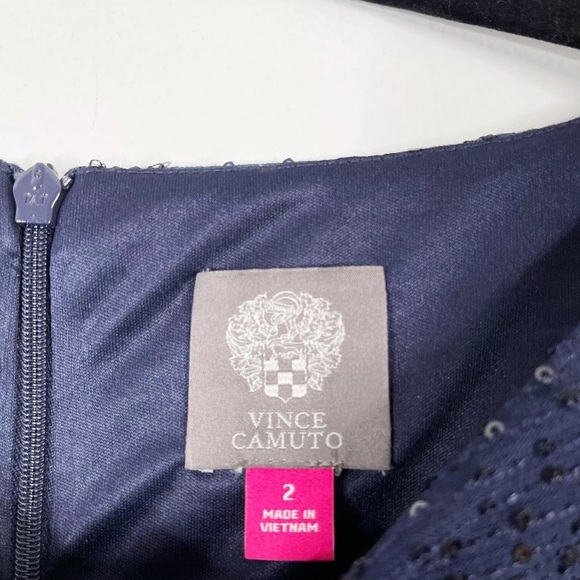 Vince Camuto Navy Sequin Sheath Cocktail Dress - Picture 6 of 7